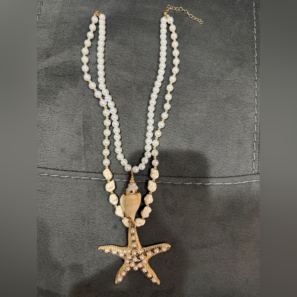Pearl and Shell Starfish Necklace